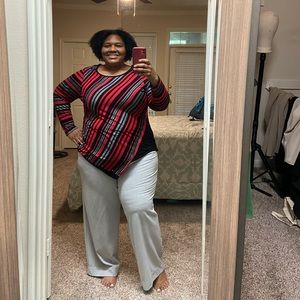 Stylish Black, Red, & Silver Casual Blouse